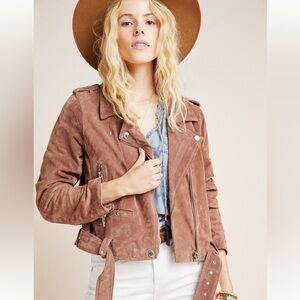 Anthropologie Jackets | Blank NYC Suede Leather Moto Jacket Tan 3X ( Fits 2X)